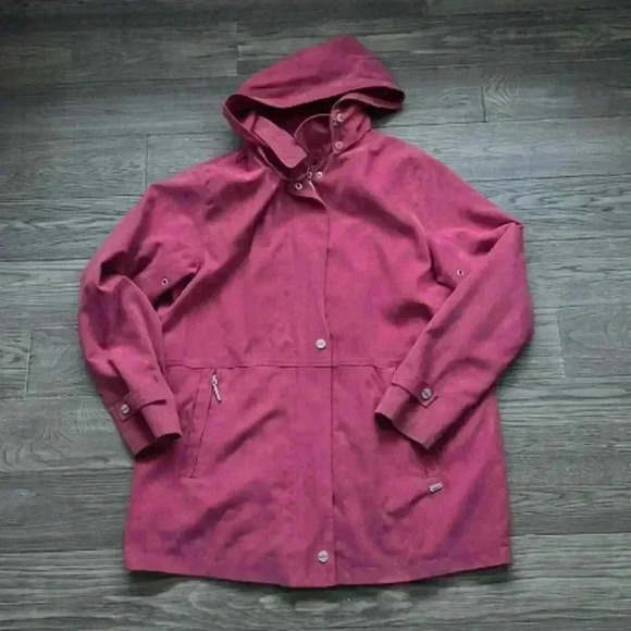 🌸3/$30🌸séquence Petite | Burgundy suede jacket with removable hood - Picture 1 of 12